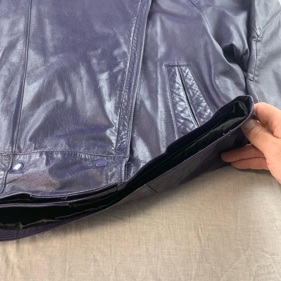 Vintage Danier sport leather coat 90s purple size medium Moto style - Picture 6 of 15